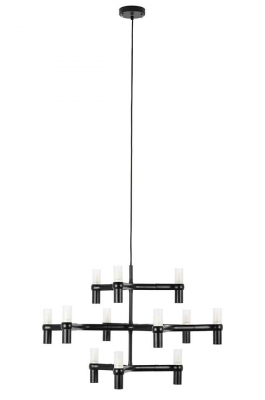 Lustra design modern Oskar, 12 becuri, crom/negru/auriu, XCP9120-12.BLACK - King [1]