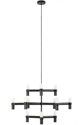 Lustra design modern Oskar, 12 becuri, crom/negru/auriu, XCP9120-12.BLACK - King [3]