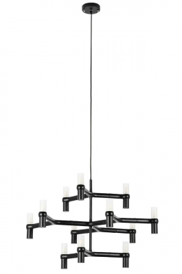 Lustra design modern Oskar, 12 becuri, crom/negru/auriu, XCP9120-12.BLACK - King [2]
