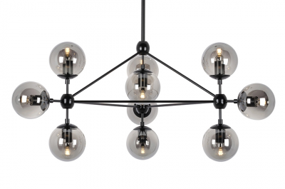 Lustra design modern Planet 98x170 cm, 10 becuri, neagra/aurie, MD10230G-10 - King [9]