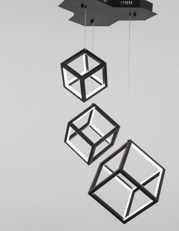 Lustra dimabila aurie/neagra LED 3 pendule forma cub Gerho 56 cm, design minimalist, 9818231 - Novaluce [5]