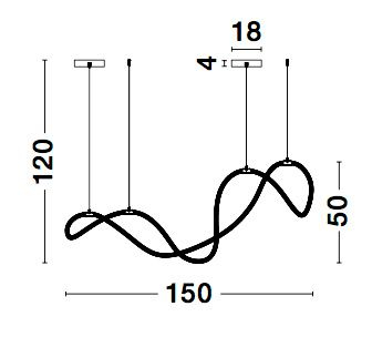Lustra dimabila Contorsion 150 cm iluminare LED, forma asimetrica tub, design modern, 9082093 - Novaluce [4]