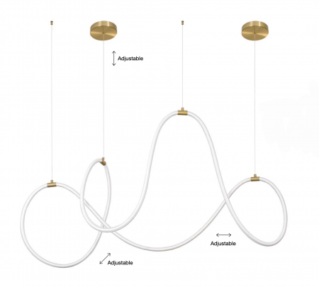 Lustra dimabila Contorsion 150 cm iluminare LED, forma asimetrica tub, design modern, 9082093 - Novaluce [6]
