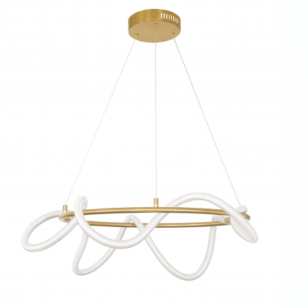 Lustre - Lustra dimabila Contorsion 60 cm pe suport auriu rotund, forma asimetrica tub LED, 9082092 - Novaluce
