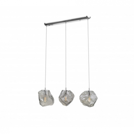 Lustre - Lustra dimabila liniara Katari 3 pendule sticla forma neregulata, inaltime reglabila, 213455 - Schuller