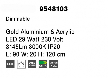 Lustra dimabila moderna Flex 90 cm cu tub LED flexibil, suport metal auriu, 9548103 - Novaluce [4]