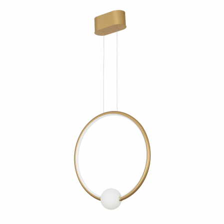 Lustre - Lustra dimabila neagra/aurie inel LED Charon 43 cm, detaliu glob alb sticla, 9820604 - Novaluce