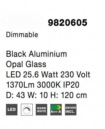 Lustra dimabila neagra/aurie inel LED Charon 43 cm, detaliu glob alb sticla, 9820604 - Novaluce [13]