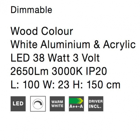 Lustra dimabila premium liniara Eka 100 cm, din lemn si LED spirala acril, 9071010 - Novaluce [6]