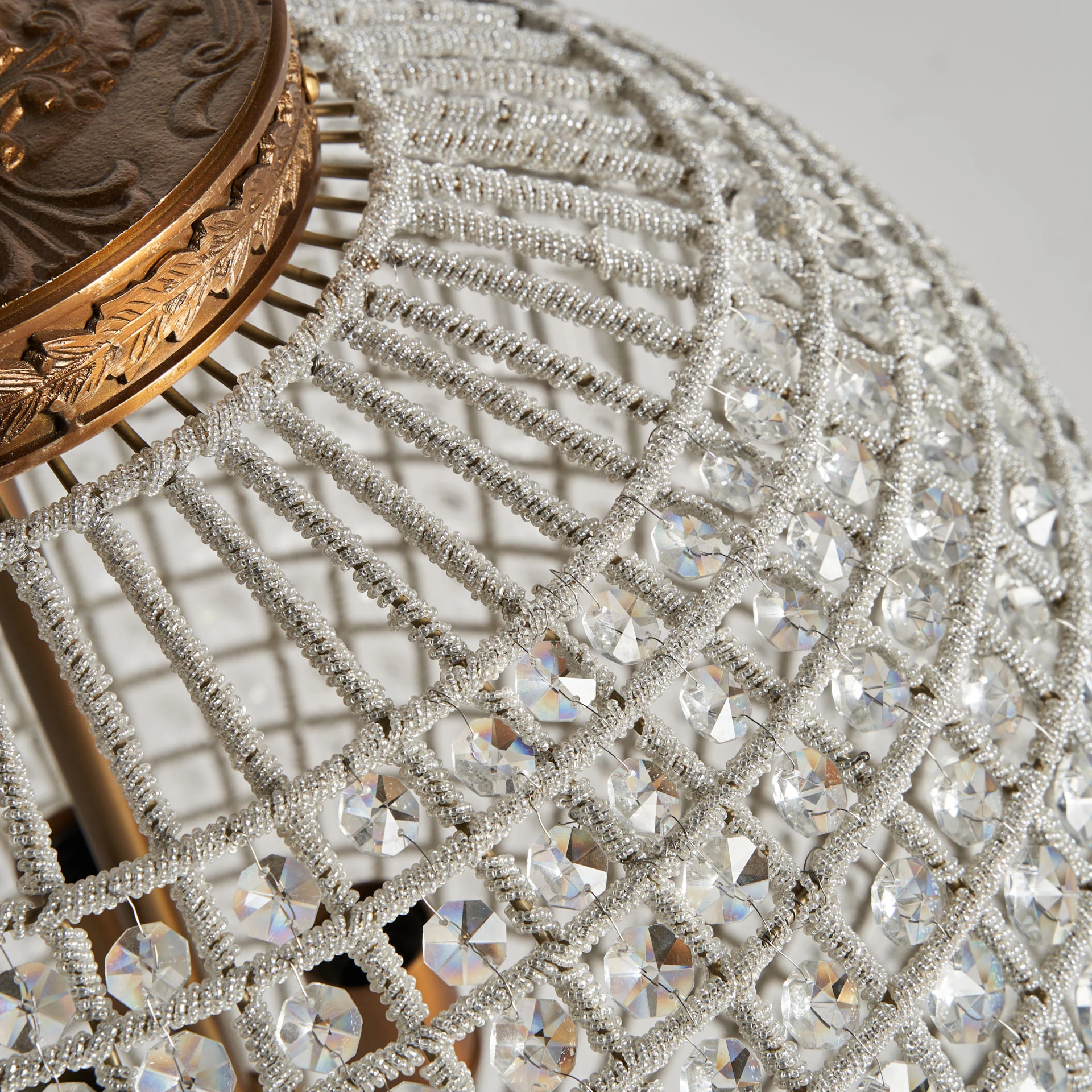 Lustra din Cristal, Alama si Aluminiu, Transparenta, 64x64x86 cm, Stil Art Deco - VicalHome 32167 [3]