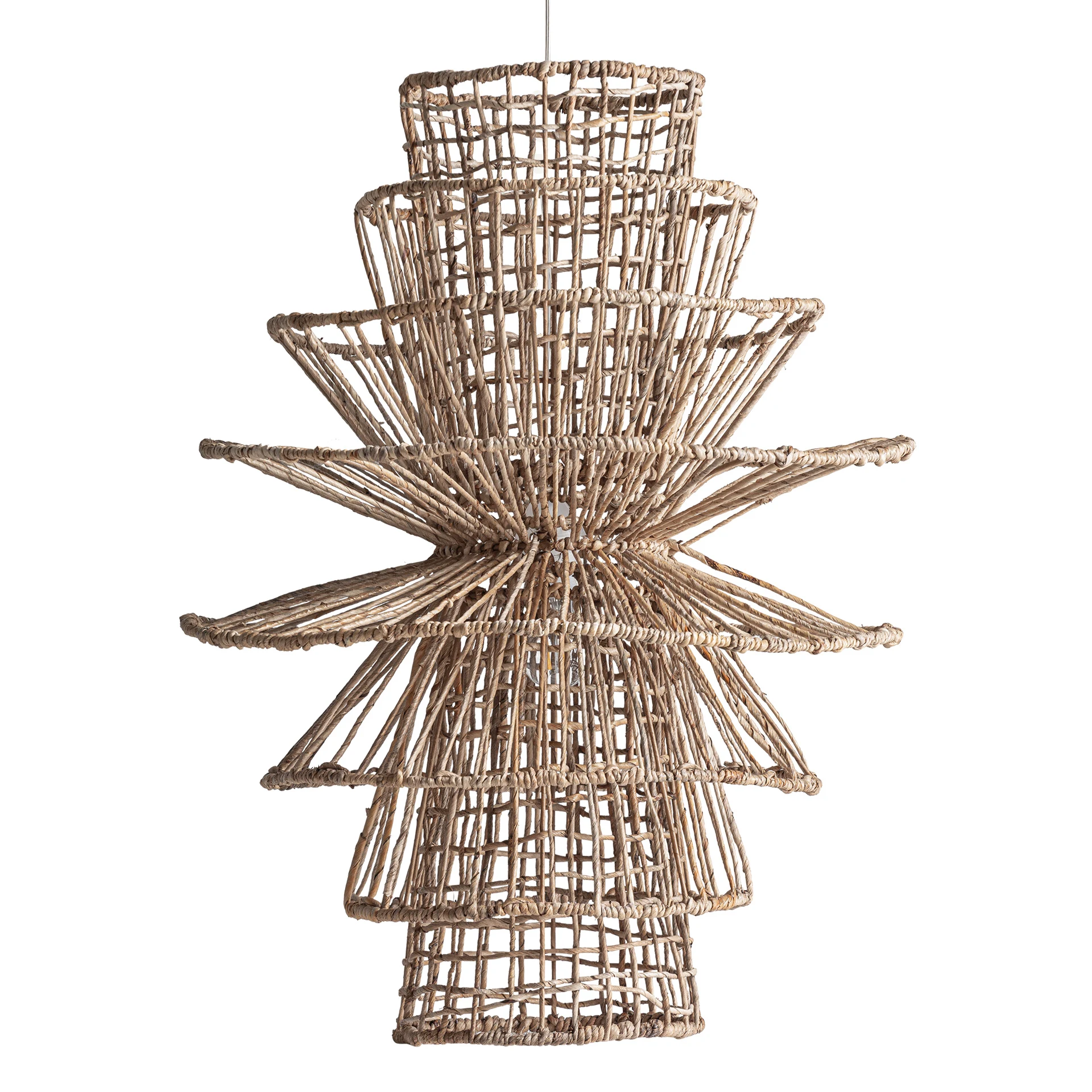 Produse - Lustra din Fibra Naturala, Maro Deschis, 58x58x81 cm, Stil Boho - VicalHome 37444