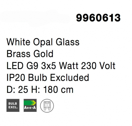 Lustra eleganta 3 pendule glob albe sticla opal cu auriu Ganiza, inaltime reglabila, 9960613 - Novaluce [5]