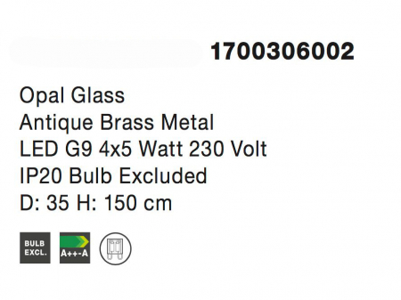 Lustra eleganta aurie Pallav 4xG9, metal/globuri albe sticla, design lux, 1700306002 - Novaluce [3]