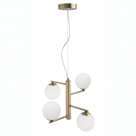 Lustre - Lustra eleganta aurie Pallav 4xG9, metal/globuri albe sticla, design lux, 1700306002 - Novaluce