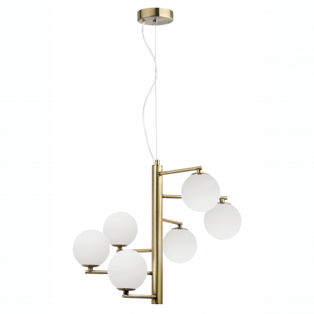 Lustre - Lustra eleganta aurie Pallav 6xG9, metal/globuri albe sticla, design lux, 1700306001 - Novaluce