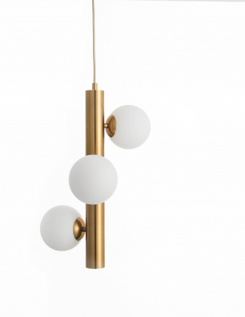 Lustra eleganta aurie Pallav Alto 3xG9, metal/globuri albe sticla, design lux, 9724581 - Novaluce [1]