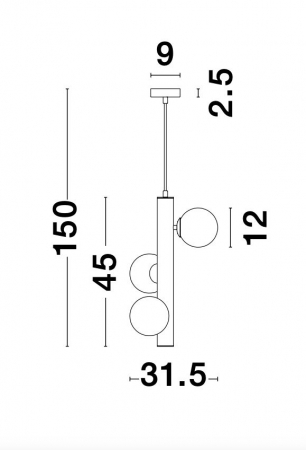 Lustra eleganta aurie Pallav Alto 3xG9, metal/globuri albe sticla, design lux, 9724581 - Novaluce [6]