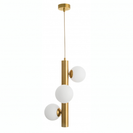 Lustre - Lustra eleganta aurie Pallav Alto 3xG9, metal/globuri albe sticla, design lux, 9724581 - Novaluce