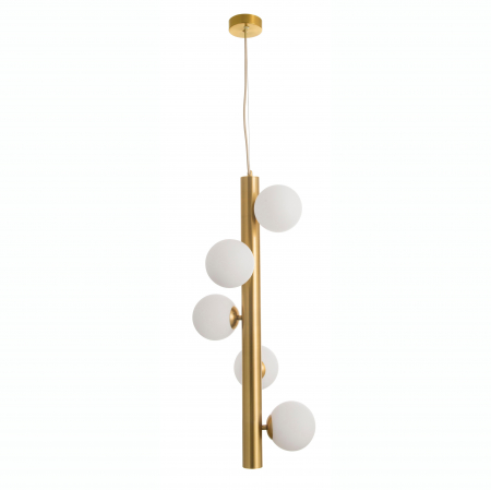 Lustre - Lustra eleganta aurie Pallav Alto 5xG9, metal/globuri albe sticla, design lux, 9724582 - Novaluce