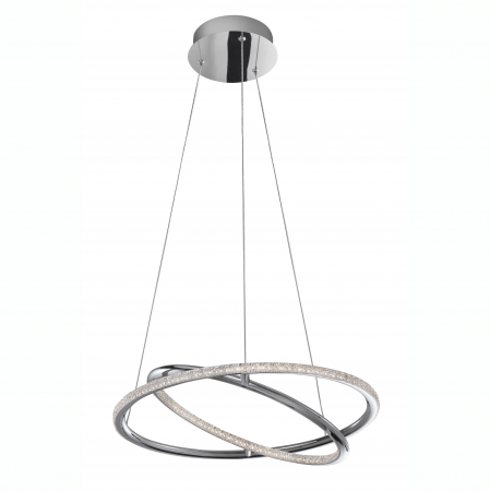 Lustre - Lustra eleganta crom cu cristale Abiram Ø45 cm, doua piese tip inel LED ajustabile, 8107402 - Novaluce
