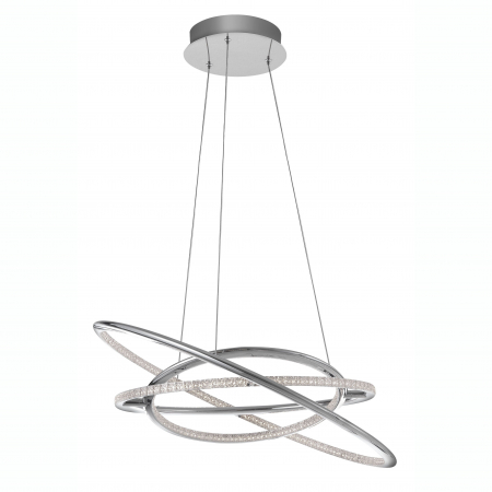 Lustre - Lustra eleganta crom cu cristale Abiram Ø60 cm, trei piese tip inel LED ajustabile, 8107401 - Novaluce