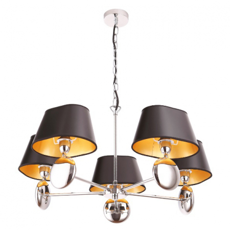 Lustre - Lustra eleganta cu 5 surse de lumina Akasi negru/auriu Ø 60 cm, metal/material textil, P0127 - Maxlight