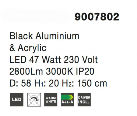 Lustra eleganta LED forma bucla Mebo 58 cm alba/neagra, design modern, 9007801 - Novaluce [6]