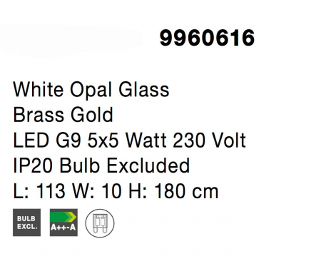Lustra eleganta liniara aurie Ganiza 110 cm, 5 globuri albe sticla opal, inaltime reglabila, 9960616 - Novaluce [6]
