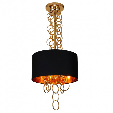 Lustre - Lustra eleganta neagra cu detalii metalice aurii Bahram Ø 45 cm, material textil, AZ 2678 - Azzardo