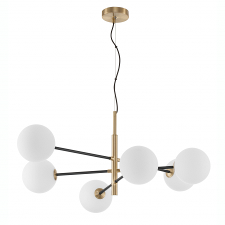 Lustre - Lustra eleganta Nelly auriu cu negru, 6 becuri G9, design modern sticla/metal, 9143306 - Novaluce