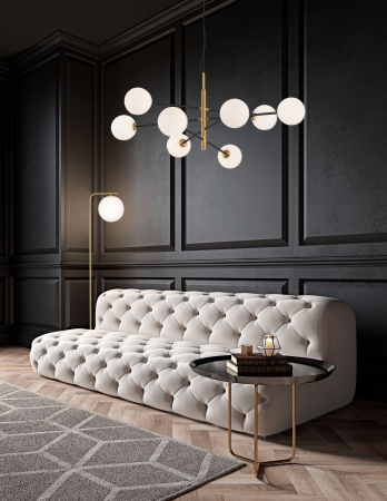 Lustra eleganta Nelly auriu cu negru, 8 becuri G9, design modern sticla/metal, 9143308 - Novaluce [4]
