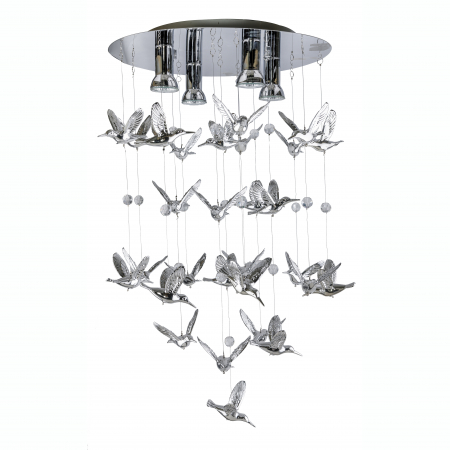 Lustre - Lustra eleganta Noa, pasari suspendate crom 70x50 cm, 4 becuri, AZ 2449 - Azzardo