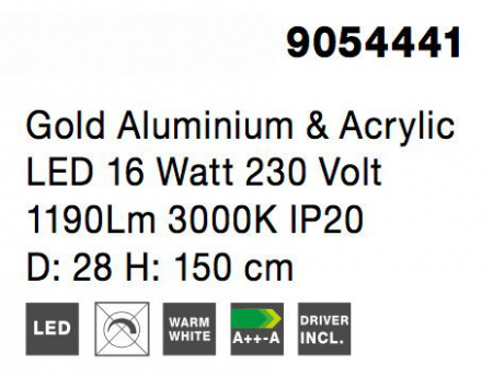 Lustra eleganta Wavy aurie cu 3 pendule ondulate acril transparent, LED 16W, 9054441 - Novaluce [4]