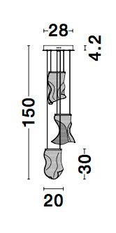Lustra eleganta Wavy aurie cu 3 pendule ondulate acril transparent, LED 16W, 9054441 - Novaluce [5]