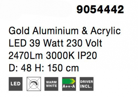 Lustra eleganta Wavy aurie cu 6 pendule ondulate acril transparent, LED 39W, 9054442 - Novaluce [5]