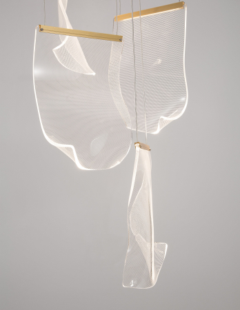 Lustra eleganta Wavy aurie cu 6 pendule ondulate acril transparent, LED 39W, 9054442 - Novaluce [1]