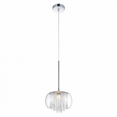 Lustra extravaganta Kass Ø 40/Ø 50, abajur sticla transparenta, detalii bare aluminiu spirala, 8 becuri, AZ 0999 - Azzardo [9]