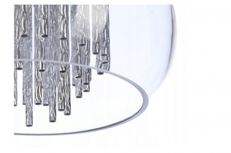 Lustra extravaganta Kass Ø 40/Ø 50, abajur sticla transparenta, detalii bare aluminiu spirala, 8 becuri, AZ 0999 - Azzardo [2]