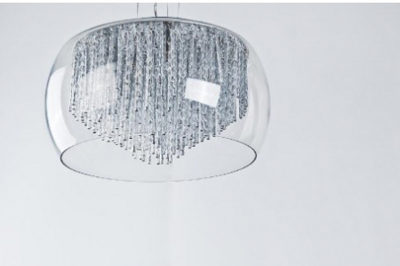 Lustra extravaganta Kass Ø 40/Ø 50, abajur sticla transparenta, detalii bare aluminiu spirala, 8 becuri, AZ 0999 - Azzardo [5]