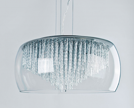Lustra extravaganta Kass Ø 40/Ø 50, abajur sticla transparenta, detalii bare aluminiu spirala, 8 becuri, AZ 0999 - Azzardo [4]
