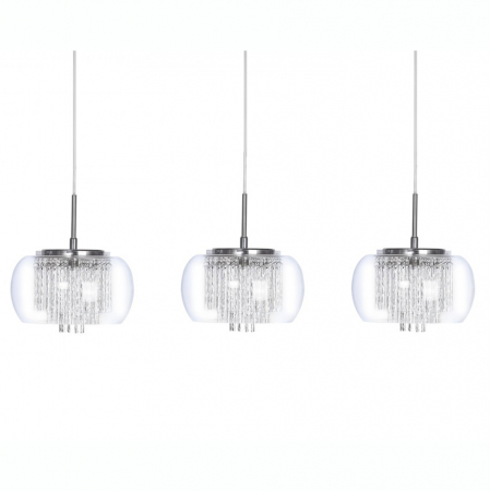 Lustra extravaganta liniara cu 3 pendule Kass Line 120 cm, abajur sticla transparenta, detalii bare aluminiu spirala, AZ 2453 - Azzardo [4]