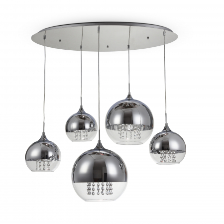 Lustre - Lustra Fermi P140-PL-170-5-N, 5xE27, nichel+transparenta, IP20, Maytoni