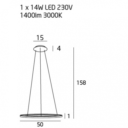 Lustra finisaj cupru LED dimabil Senia Ø 50 cm metal/acril inaltime reglabila, P0243D - Maxlight [1]
