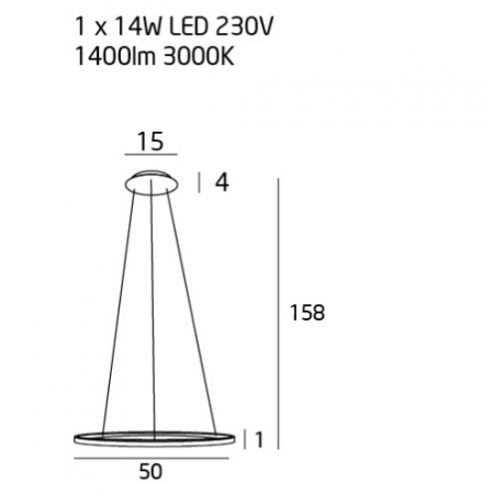 Lustra finisaj cupru iluminare LED Senia Ø 50 cm metal/acril inaltime reglabila, P0243 - Maxlight [1]