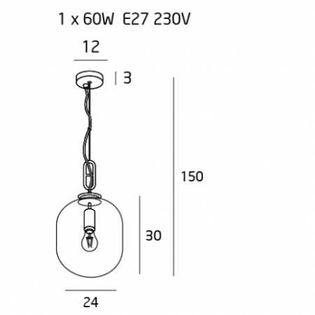 Lustra finisaj sampanie tip pendul Jeremi Ø 24 cm metal/sticla, inaltime reglabila, P0297 - Maxlight [2]