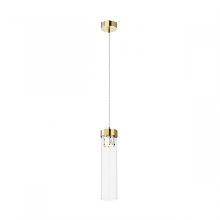 Lustra pendul cilindrica aurie alama GEM Ø11 cm cu cristal, sticla transparenta/metal, 003064-009268 - Zumaline [1]