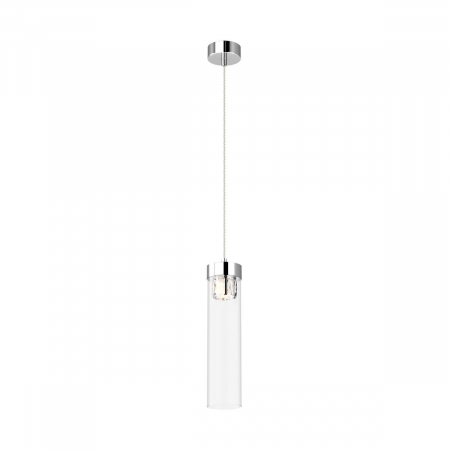 Lustra pendul cilindrica crom GEM Ø11 cm cu cristal, sticla transparenta/metal, 003064-009269 - Zumaline [1]