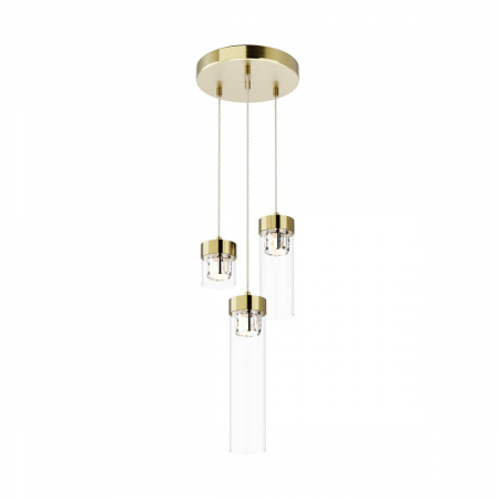 Lustre - Lustra aurie alama 3 pendule cu cristale GEM Ø31 cm sticla transparenta/metal, 003064-009272 - Zumaline