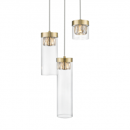 Lustra aurie alama 3 pendule cu cristale GEM Ø31 cm sticla transparenta/metal, 003064-009272 - Zumaline [1]