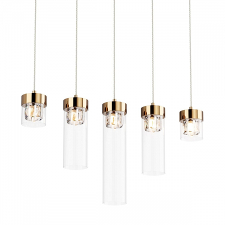 Lustra liniara aurie GEM cu 5 abajururi din sticla, inaltime reglabila, 003064-010934 - Zumaline [1]